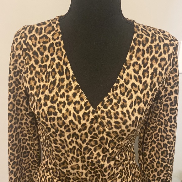 Meow!!! Fun Leopard Print Faux Wrap Dress - Picture 4 of 8